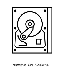 Icono de línea de disco rígido, signo de concepto, ilustración de vector de contorno, símbolo lineal.