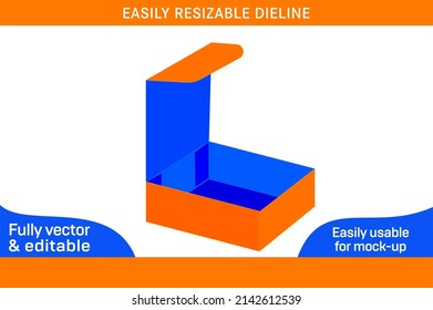 Rigid foldable cardboard gift box dieline template and 3D box design