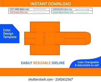 Rigid foldable cardboard gift box dieline template and 3D box design