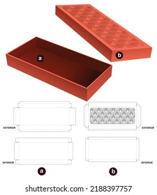 Rigid Japanese box with lid die cut template and 3D mockup