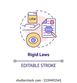 Rigid Laws Concept Icon. Cooperative Society Disadvantage Abstract Idea Thin Line Illustration. Rules And Regulations. Isolated Outline Drawing. Editable Stroke. Arial, Myriad Pro-Bold Fonts Used