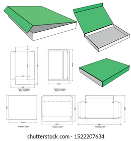 Rigid Magnet Box Template Hard Board Paper Thick 1.75mm (Internal measurement 41.5 x 21.5 + 7cm) and Die-cut Pattern. The .eps file is full scale and fully functional.