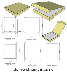 Rigid Magnet Box Template (Internal measurement 27x30+4cm)and Die-cut Pattern. The .eps file is full scale and fully functional. Prepared for real cardboard production.