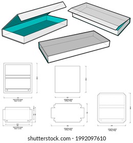 Rigid Magnet Box Template (Internal measurement 24x10+2cm)and Die-cut Pattern. The .eps file is full scale and fully functional. Prepared for real cardboard production.
