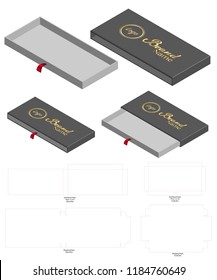 Rigid Sleeve box die cut mock up template vector