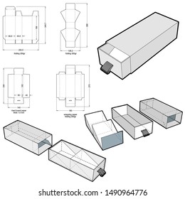 Rigid Sleeve Box (Internal measurement 15 x 6 + 4cm) and Die-cut Pattern. The .eps file is full scale and fully functional. Prepared for real cardboard production.