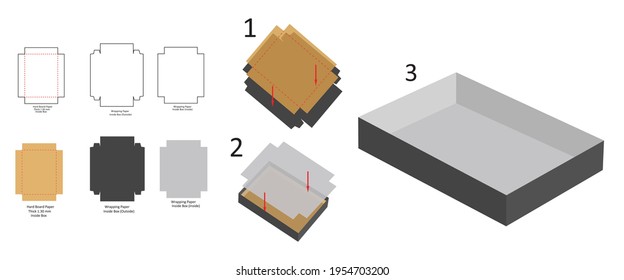 Rigid tray box, rigid inner box, luxury box 3D vector design