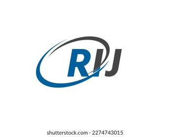 RIJ letter creative modern elegant swoosh logo design