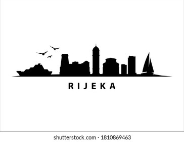 Rijeka Croatia City Skyline Landscape Black Shape SIlhouette Vector Graphic