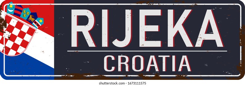 Rijeka, Kroatien, Straßenschild, Vektorillustration, Straßentisch