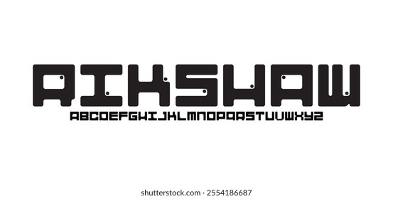 Rikshaw, Abstract technology space font and alphabet. techno effect fonts designs. Typography digital sci-fi concept. vector illustration
