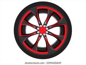 icono de la rueda roja negra de borde