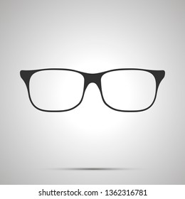 Rim glasses icon, simple black silhouette on gray