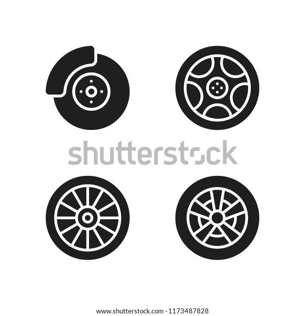 rim icon. 4 rim vector icons set. alloy\
wheel icons for web and design about rim\
theme