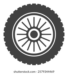 Rim and tire vector icon - Car wheel vector concept symbol