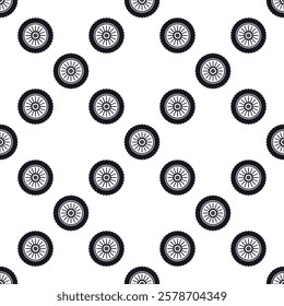 Rim and tire vector seamless pattern - Car wheel vector concept background