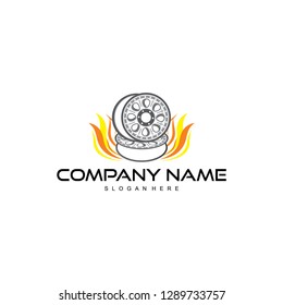 Rim Wheel logo design vector