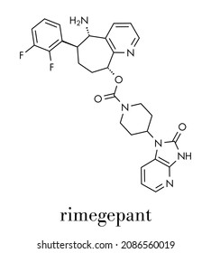 Rimegepant migraine drug molecule. Skeletal formula.