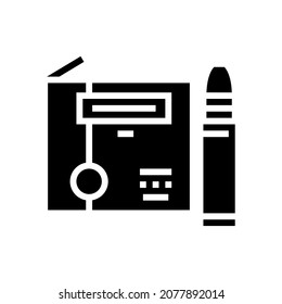 vectores de icono de ramificación ammo glifo. señal de munición de fuego cruzado. símbolo de contorno aislado ilustración negra