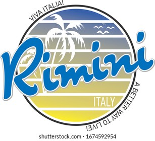 Rimini beautiful city in europe. vector cartoon illustration