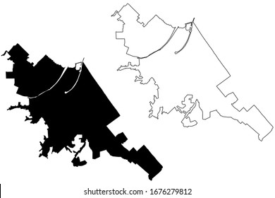 Rimini City (Italian Republic, Italy, Emilia-Romagna) map vector illustration, scribble sketch City of Rimini map