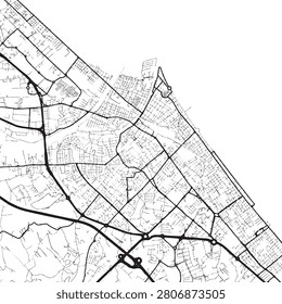 Rimini City Map Artwork – Minimalist Black and White Italy Urban Street Network, Adriatic Coast, and Road Infrastructure Vector Illustration