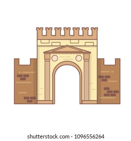 Rimini, Emilia Romagna, Italy Arch of Augustus vector, ancient romanesque gate of the city - historical italian landmark, the most ancient roman arch that still stands intact