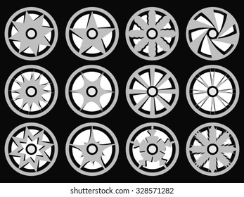 Rims Collection Isolated on Black Background