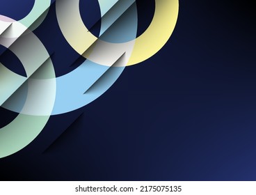 vuelo de círculo de fondo abstracto de anillo, forma de gradiente geométrico y diseño de vector de sombra diagonal