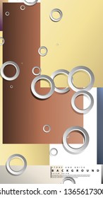 Ring abstract rectangular background with drop shadow. Vector illustration, with the colors of bricks and stones