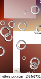 Ring abstract rectangular background with drop shadow. Vector illustration, with the colors of bricks and stones