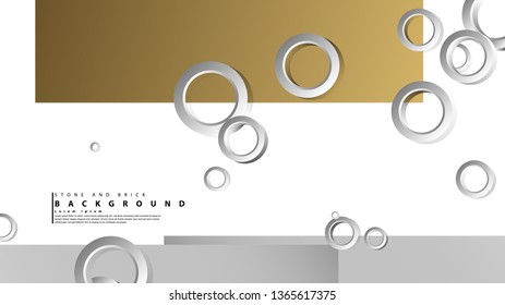 Ring abstract rectangular background with drop shadow. Vector illustration, with the colors of bricks and stones