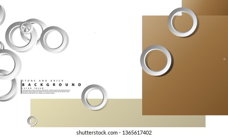 Ring abstract rectangular background with drop shadow. Vector illustration, with the colors of bricks and stones