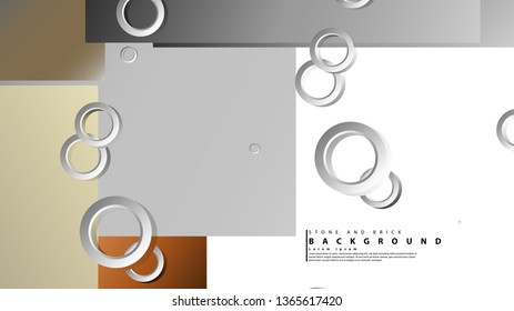 Ring abstract rectangular background with drop shadow. Vector illustration, with the colors of bricks and stones