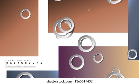 Ring abstract rectangular background with drop shadow. Vector illustration, with the colors of bricks and stones