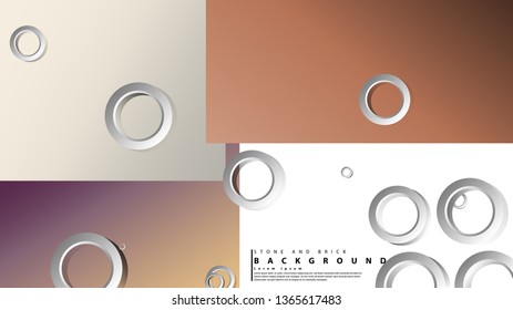 Ring abstract rectangular background with drop shadow. Vector illustration, with the colors of bricks and stones