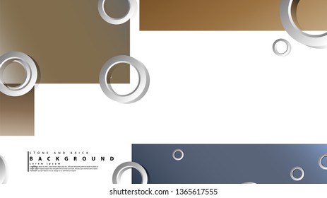 Ring abstract rectangular background with drop shadow. Vector illustration, with the colors of bricks and stones