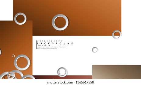 Ring abstract rectangular background with drop shadow. Vector illustration, with the colors of bricks and stones