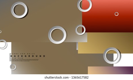 Ring abstract rectangular background with drop shadow. Vector illustration, with the colors of bricks and stones