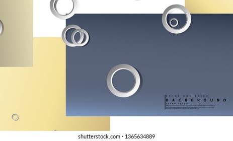 Ring abstract rectangular background with drop shadow. Vector illustration, with the colors of bricks and stones