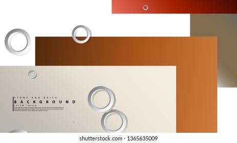 Ring abstract rectangular background with drop shadow. Vector illustration, with the colors of bricks and stones