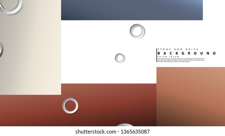 Ring abstract rectangular background with drop shadow. Vector illustration, with the colors of bricks and stones
