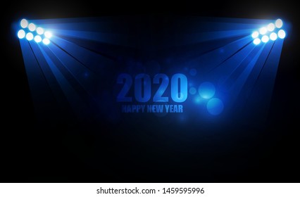 Ring arena and floodlights vector design out 2020 christmas and Happy new year. Vector illustration