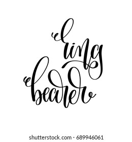 ring bearer hand lettering inscription to wedding party, calligraphy vector illustration