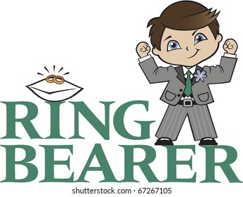 Ring Bearer Little Boy Brunette Hair Caucasian