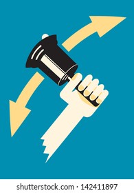 ring a bell - attract attention - poster template - add your text over the hand and arrows