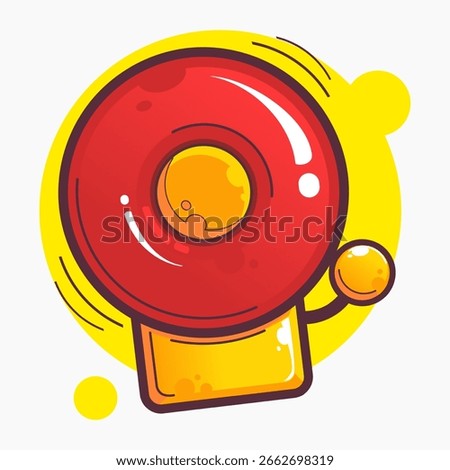 Ring Bell cartoon style, Premium vector art with customizable objects.
