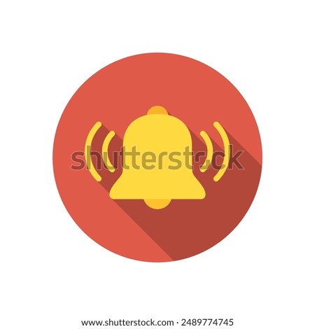 Ring bell icon with long shadow. Notification concept