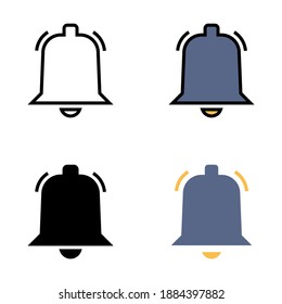 Ring Bell Icon Set with Outline, Filled Outline, Glyph and Flat Design