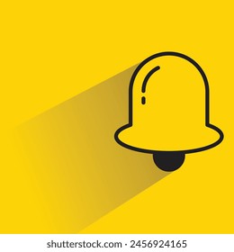 Icono de campana de anillo con sombra sobre fondo amarillo